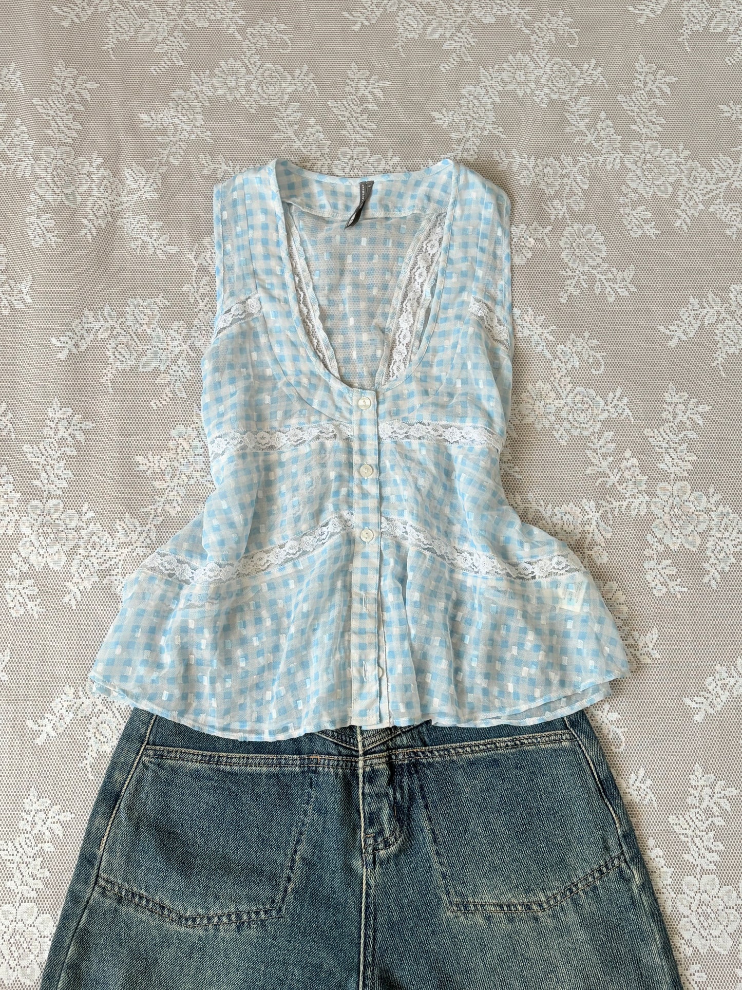 Blue gingham top