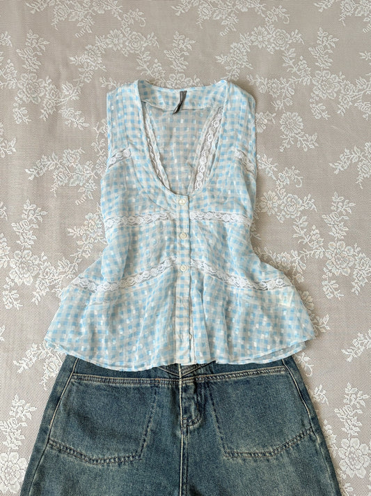 Blue gingham top