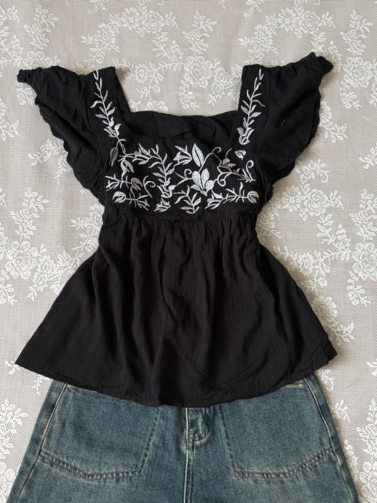Black embroidered top
