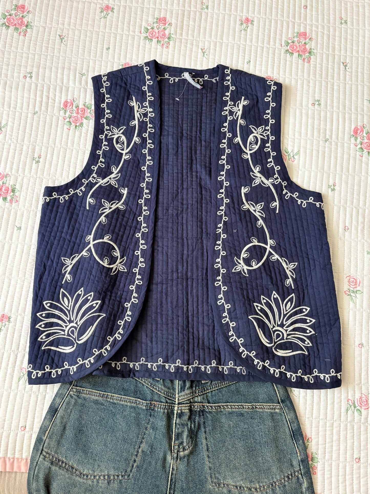 Navy quilted vest