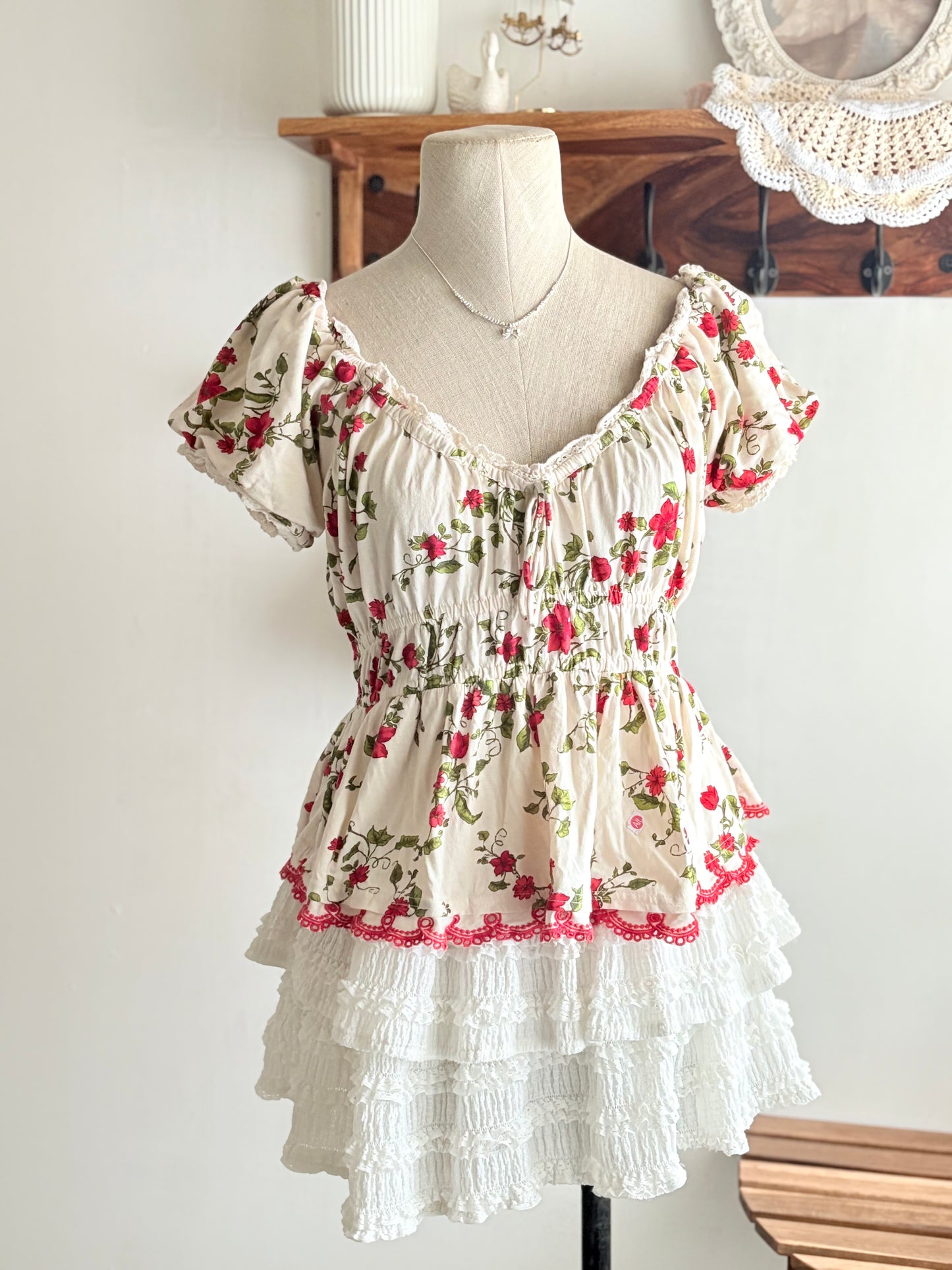 Red floral top