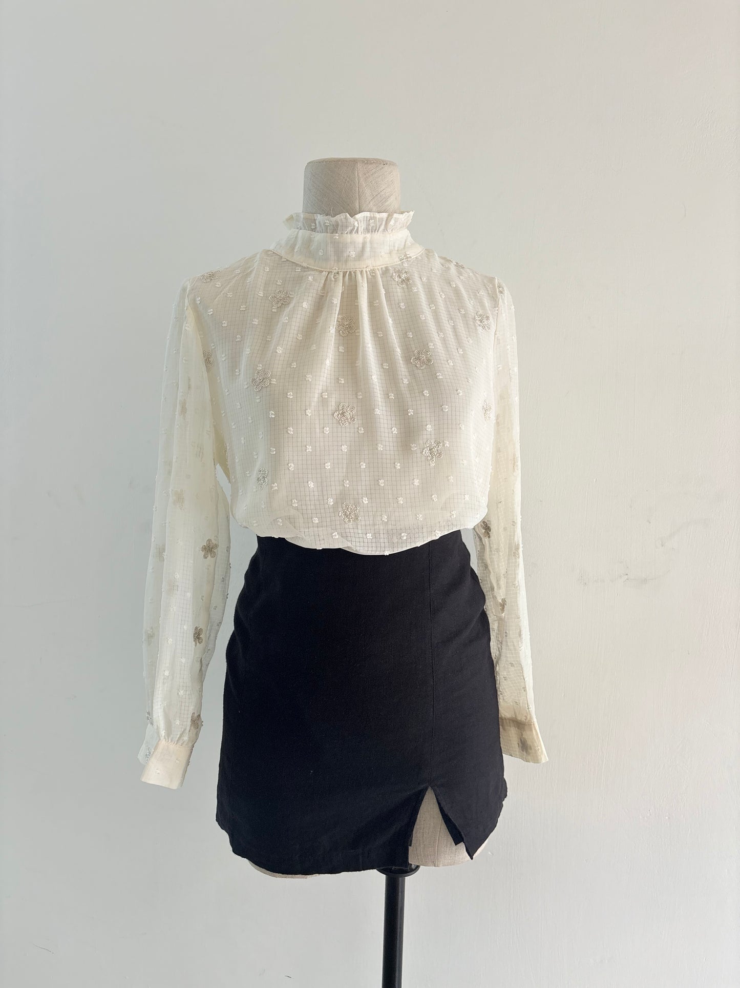 White gold embroidered top