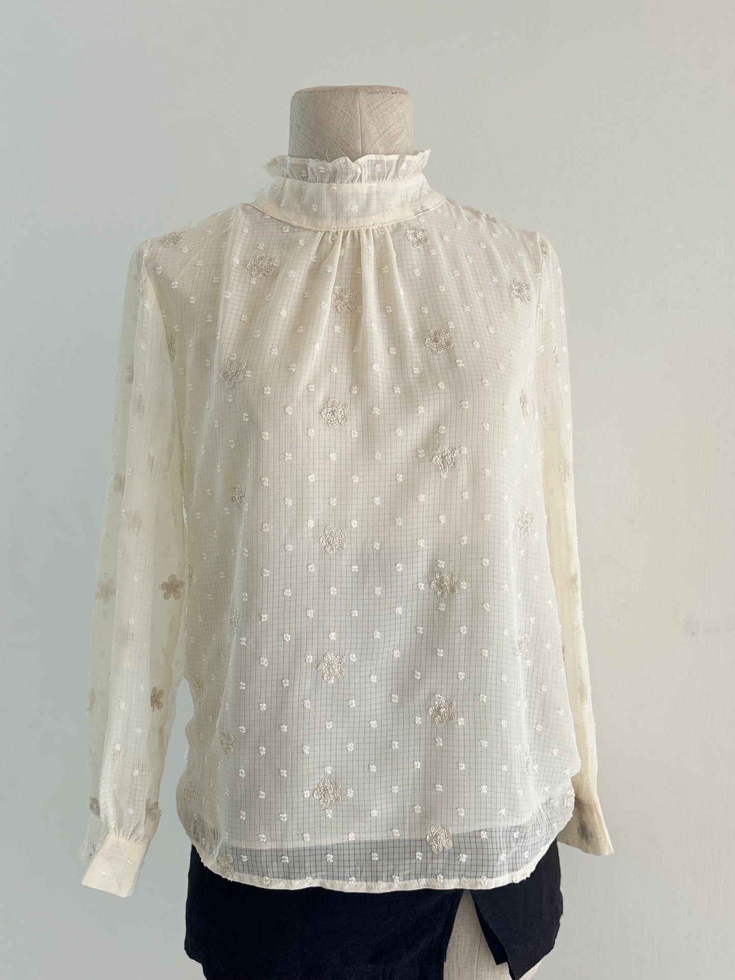 White gold embroidered top
