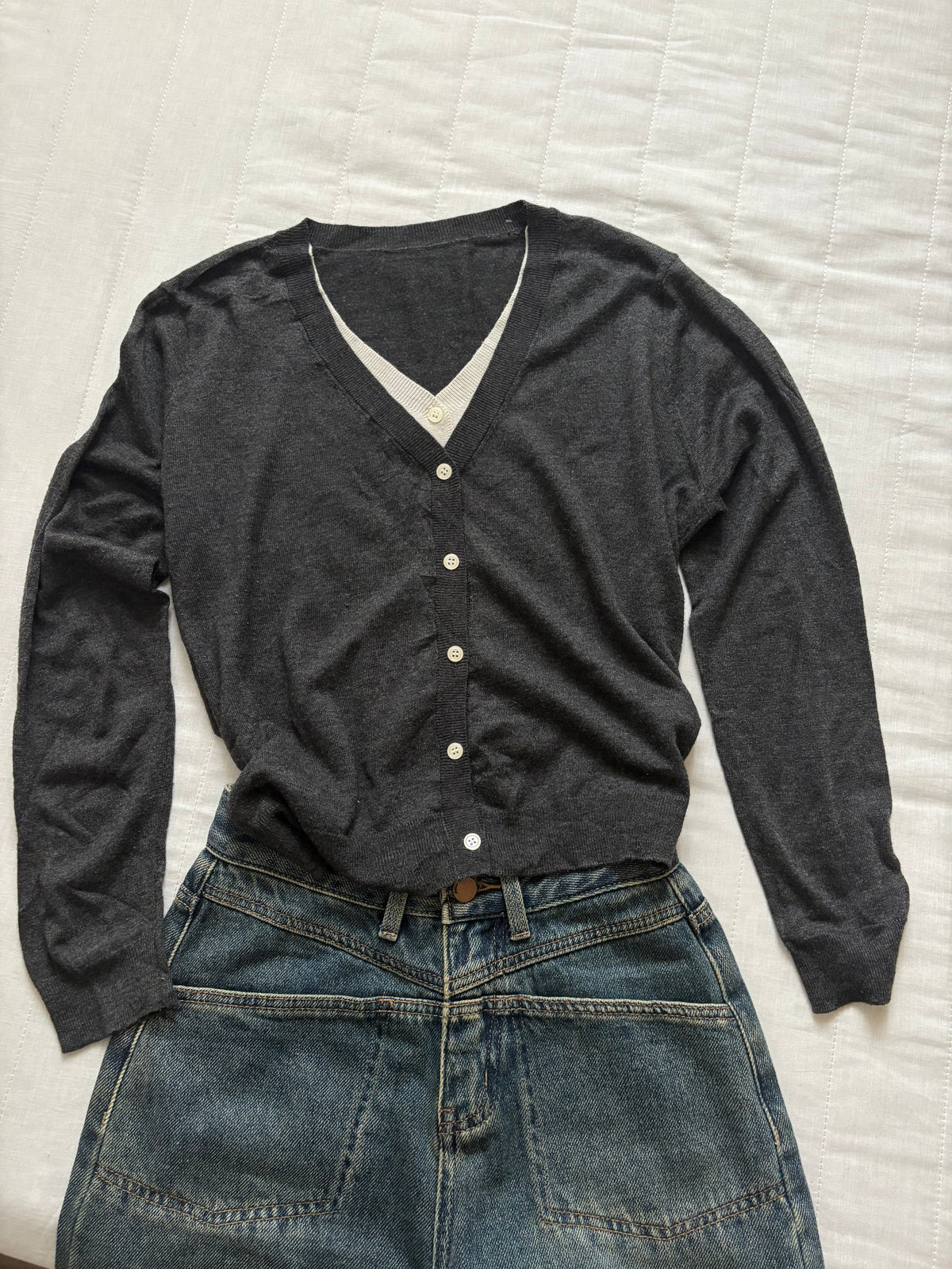 Grey buttoned cardigan