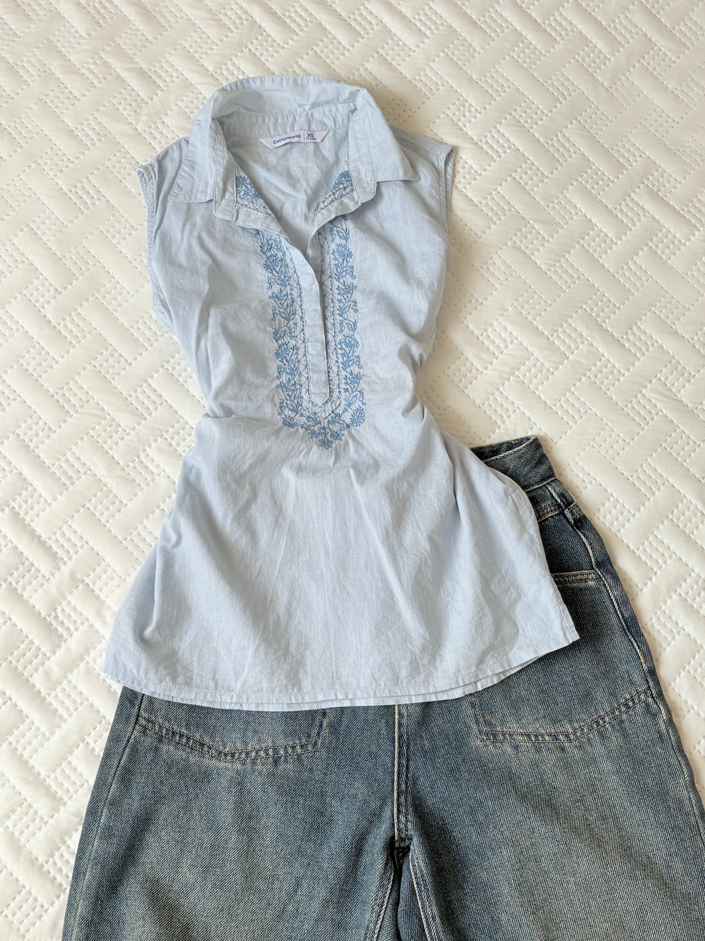 Blue embroidered top