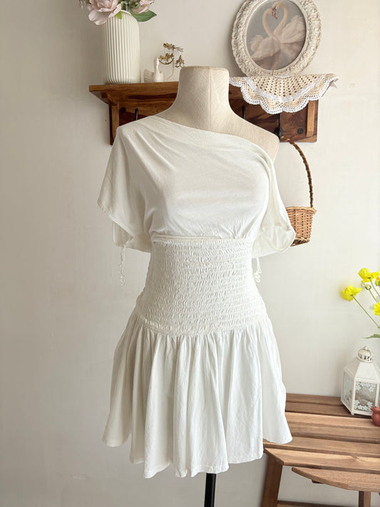 White drop shoulder deess