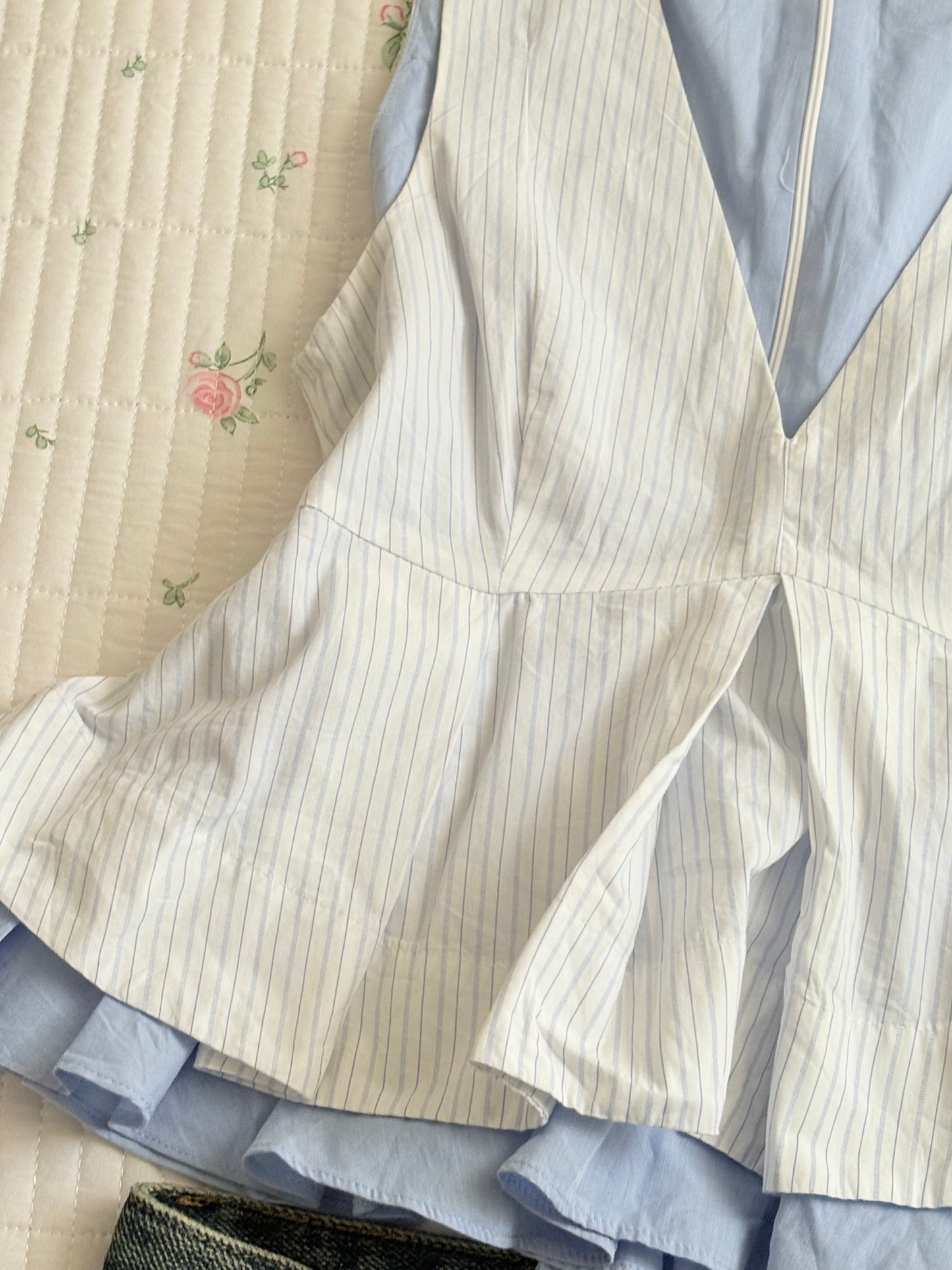 Blue stripe peplum