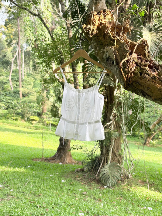 White lace embroidered top