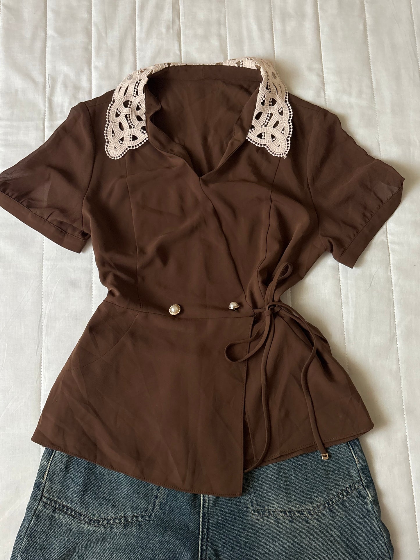 Brown tie top