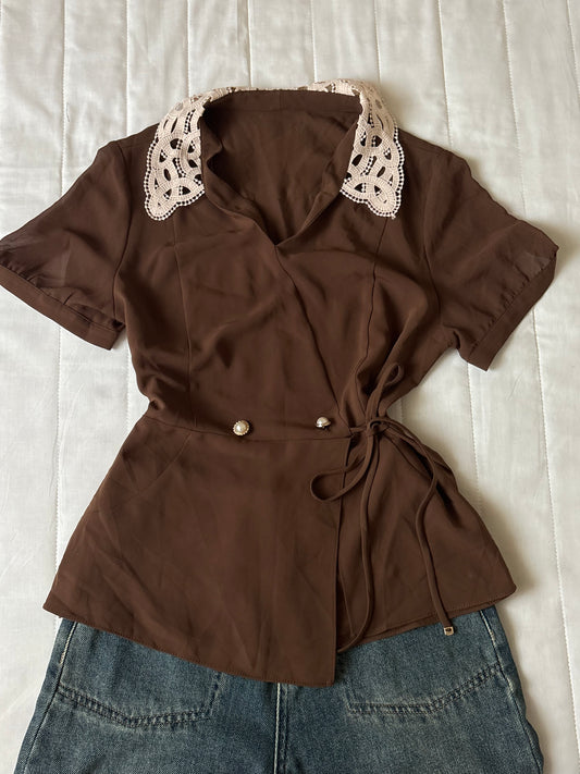 Brown tie top
