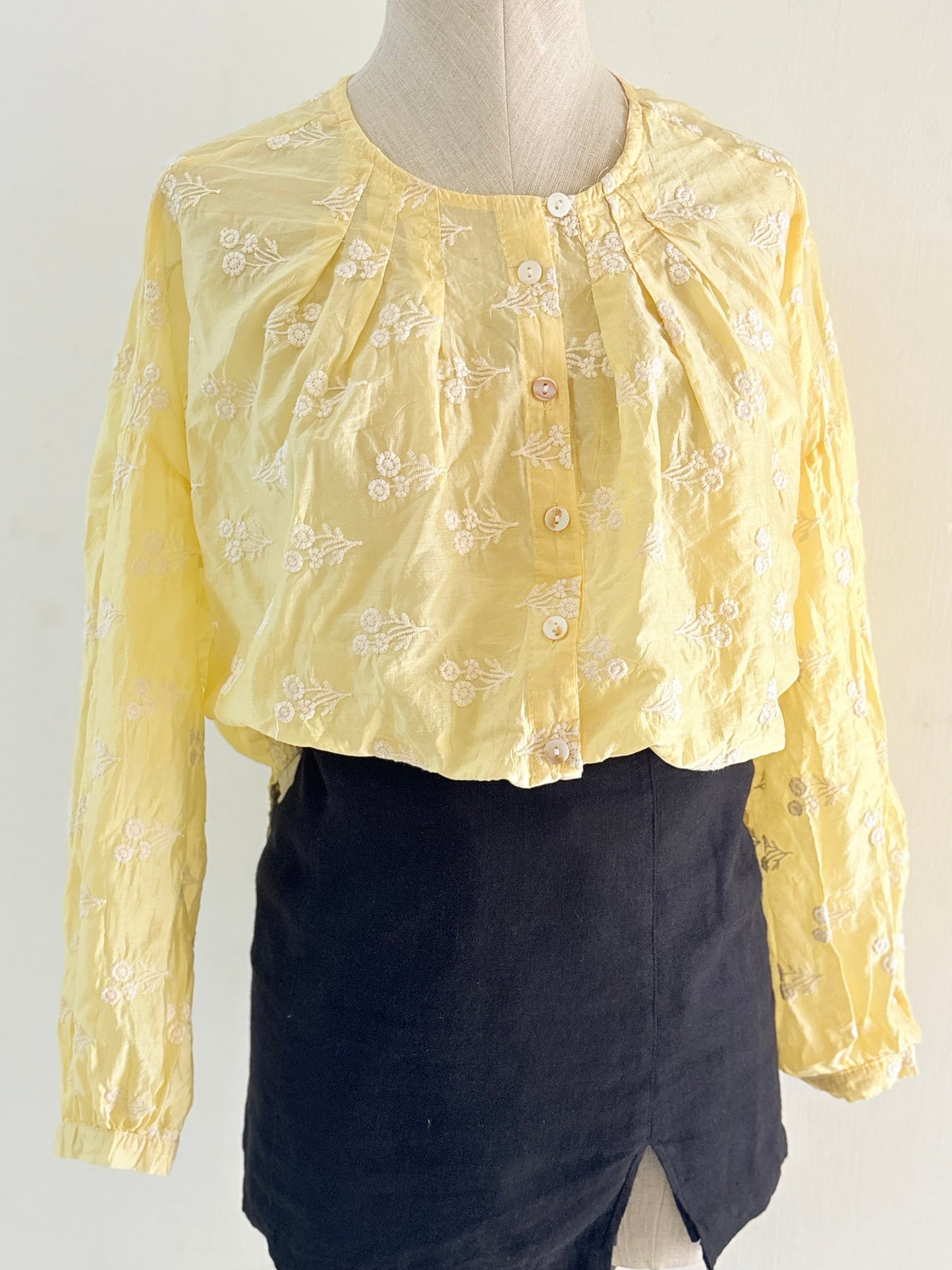 Yellow embroidered top