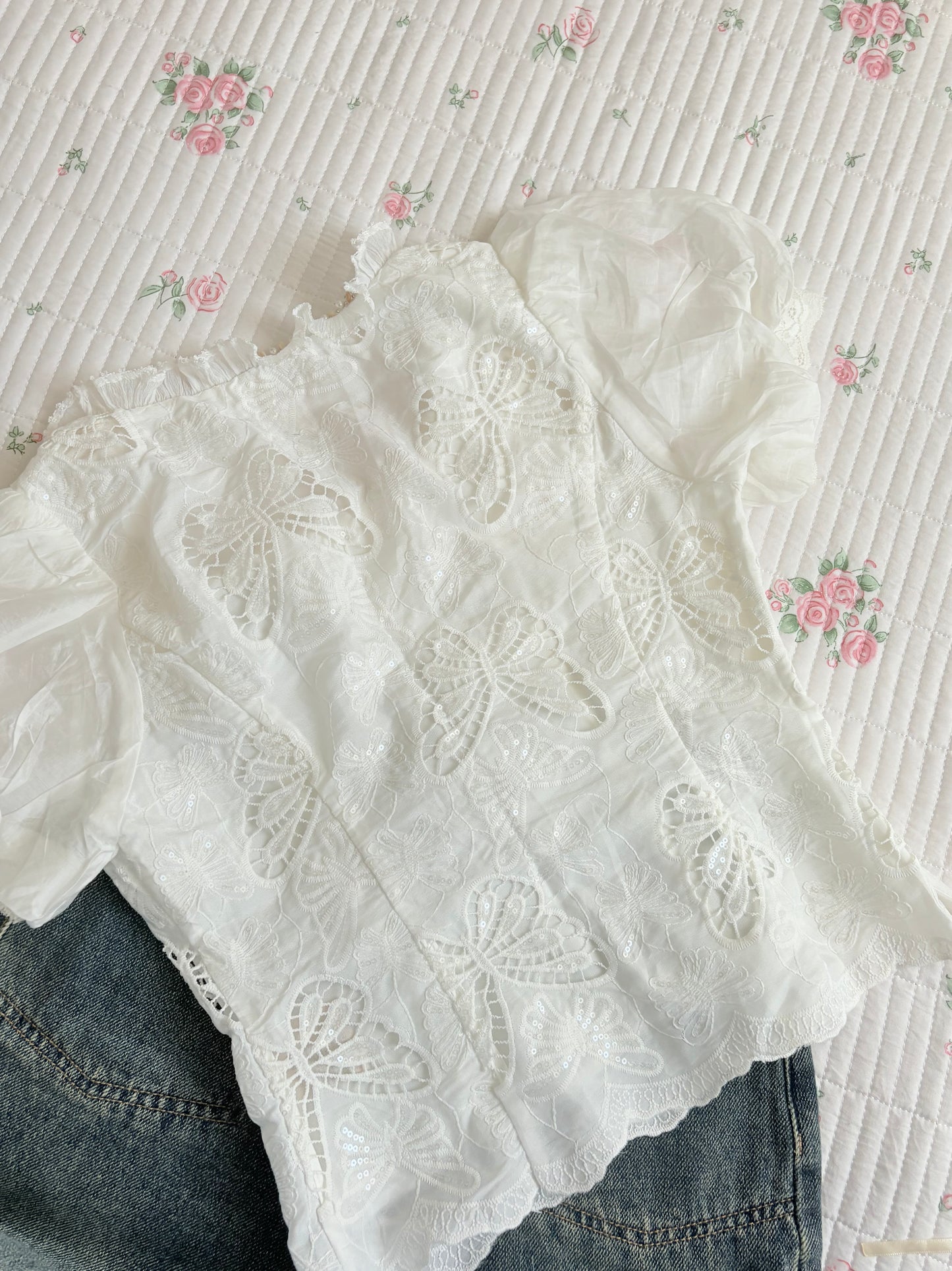 White sequin top