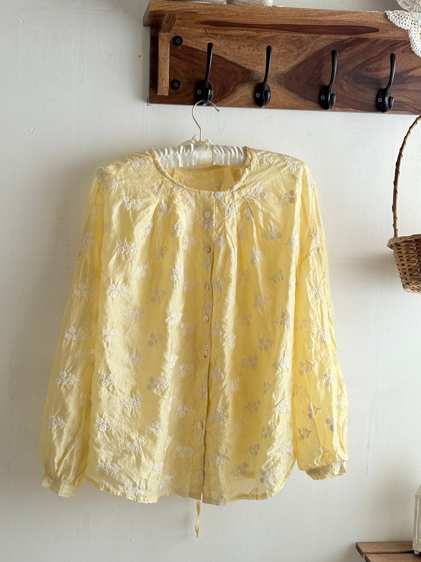Yellow embroidered top