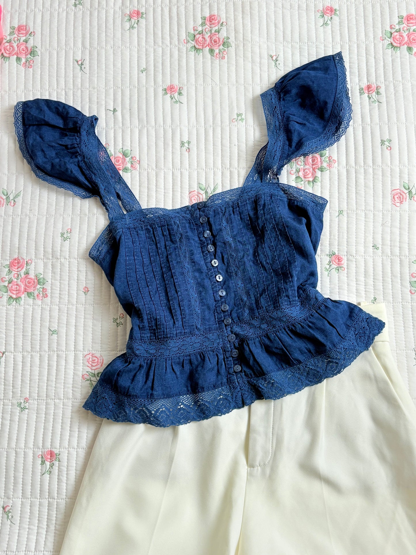 Blue lace top