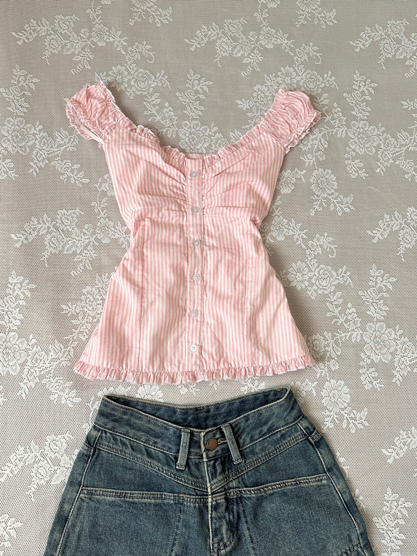 Pink stripe babydoll top