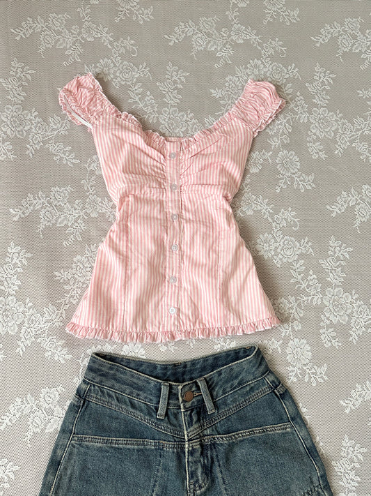 Pink stripe babydoll top