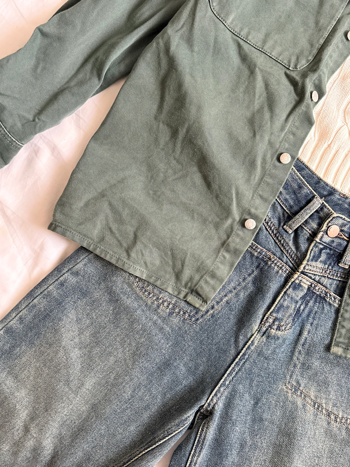 Green denim jacekt