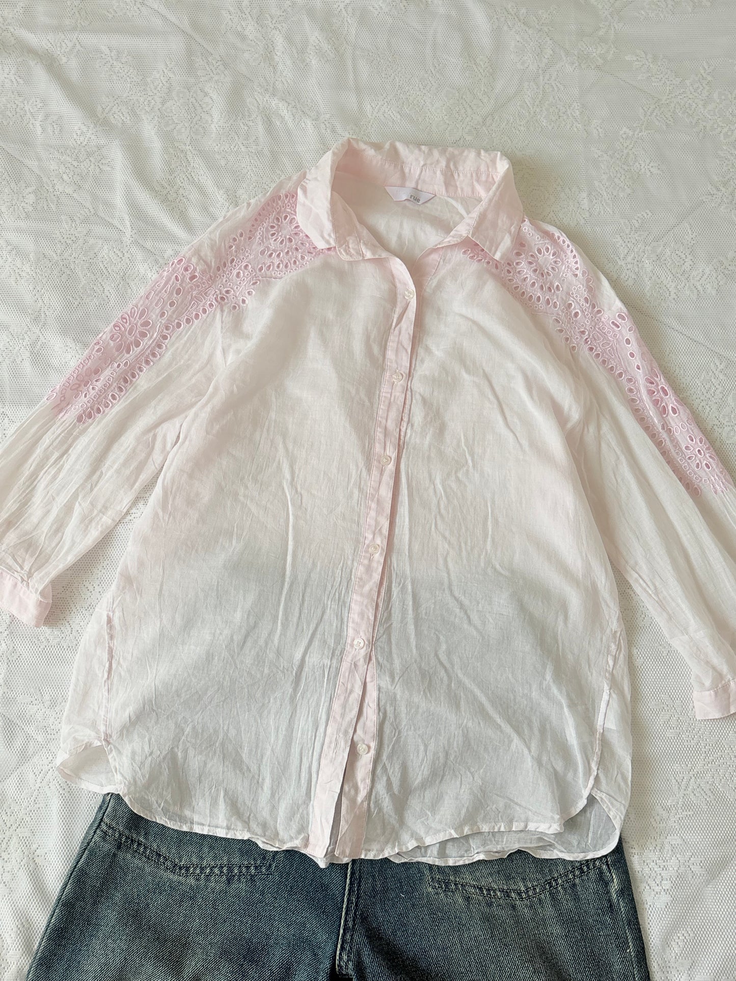 Pink eyelet shirt