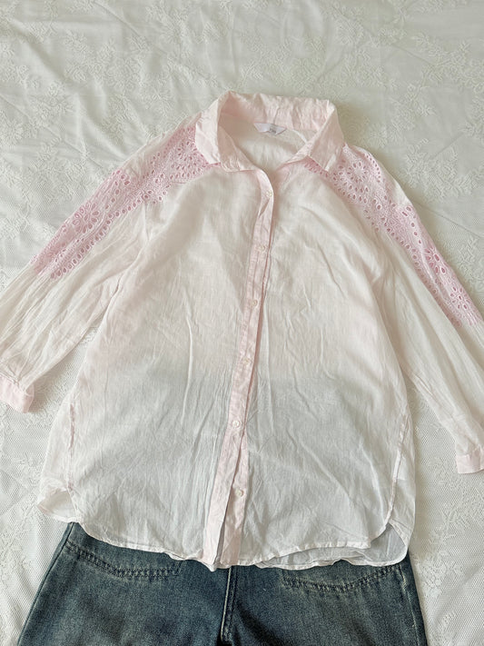 Pink eyelet shirt