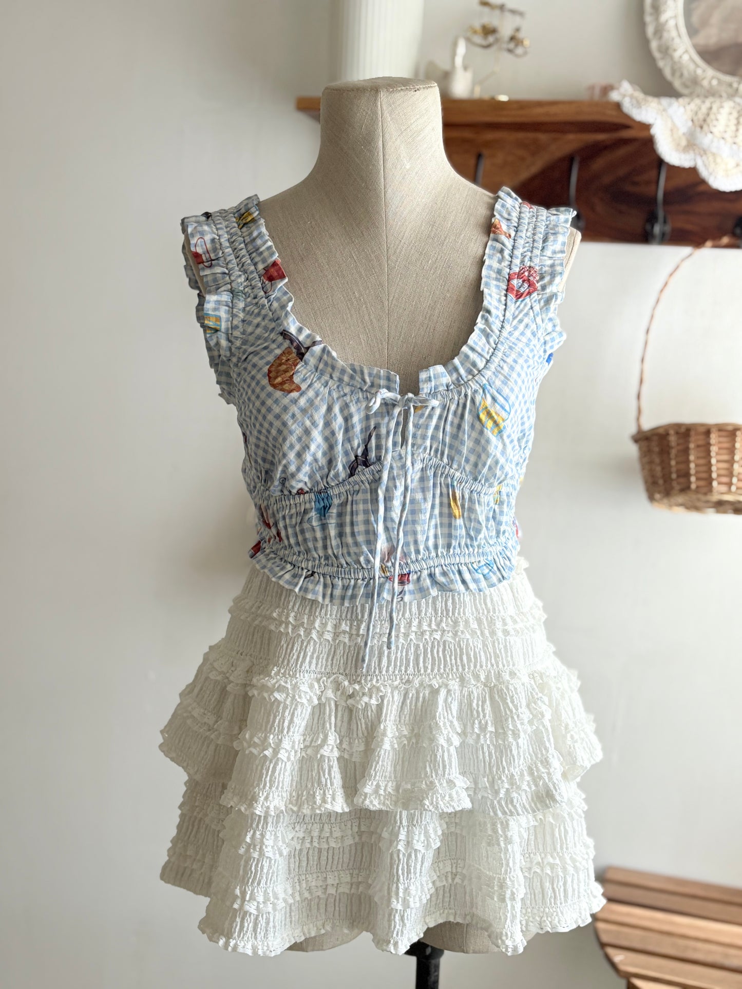 Blue gingham blouse