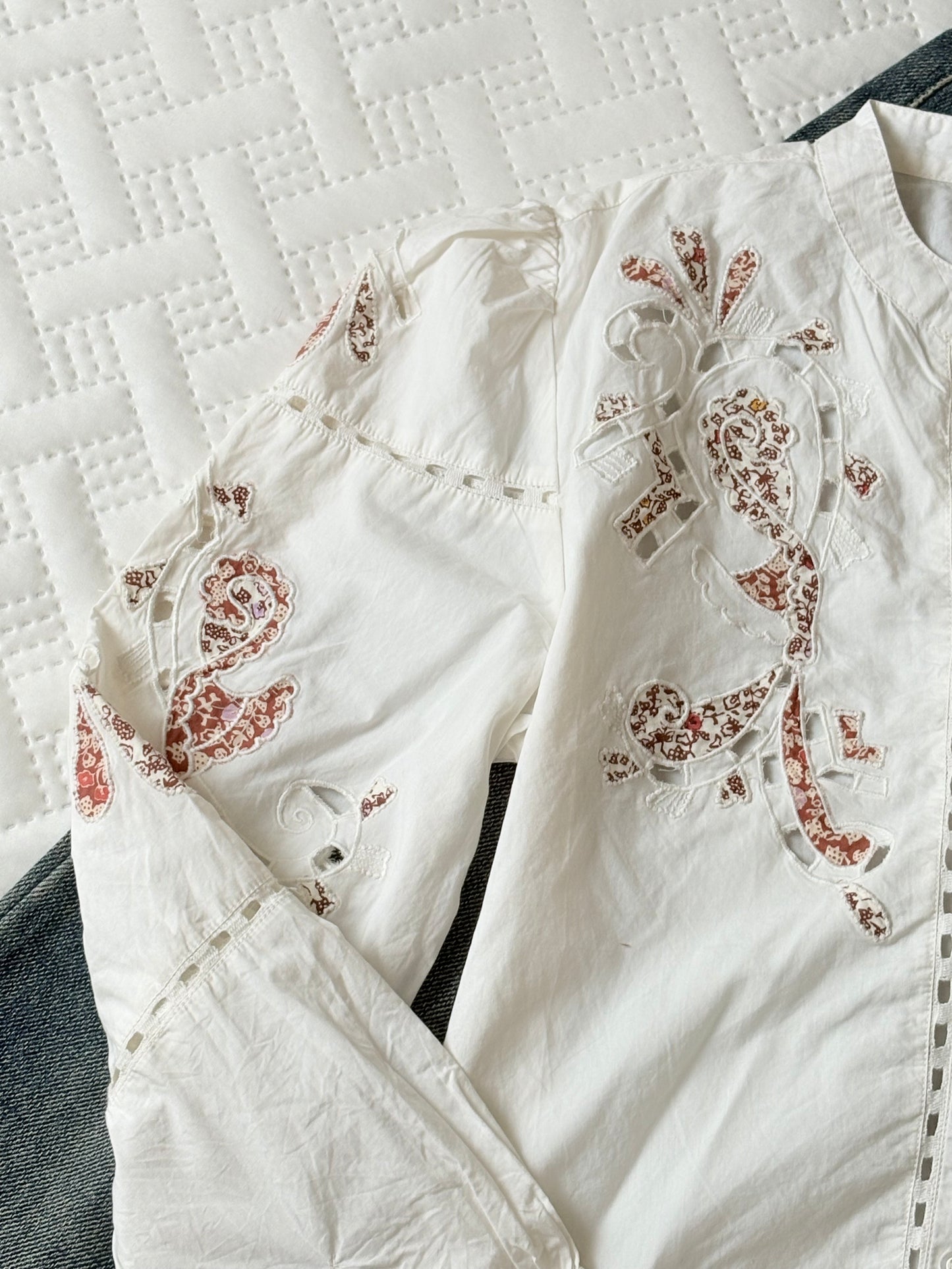 White detailing buttoned down