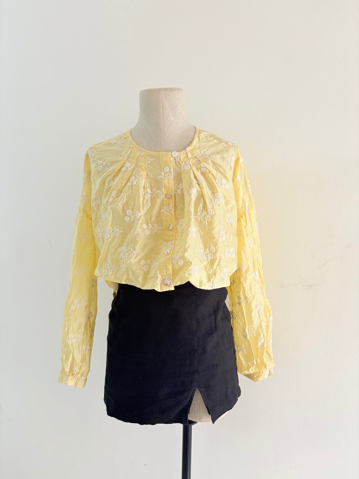 Yellow embroidered top