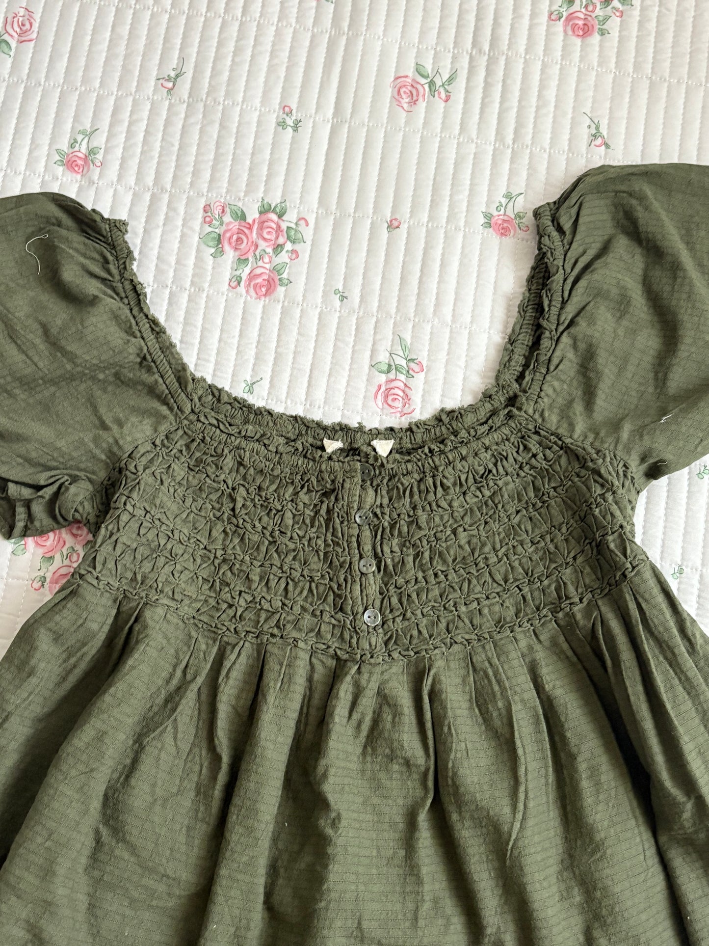 Olive smocked top