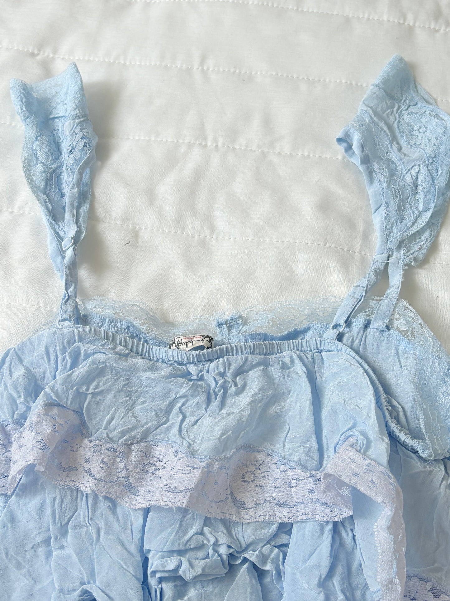 Blue ruffle lace top