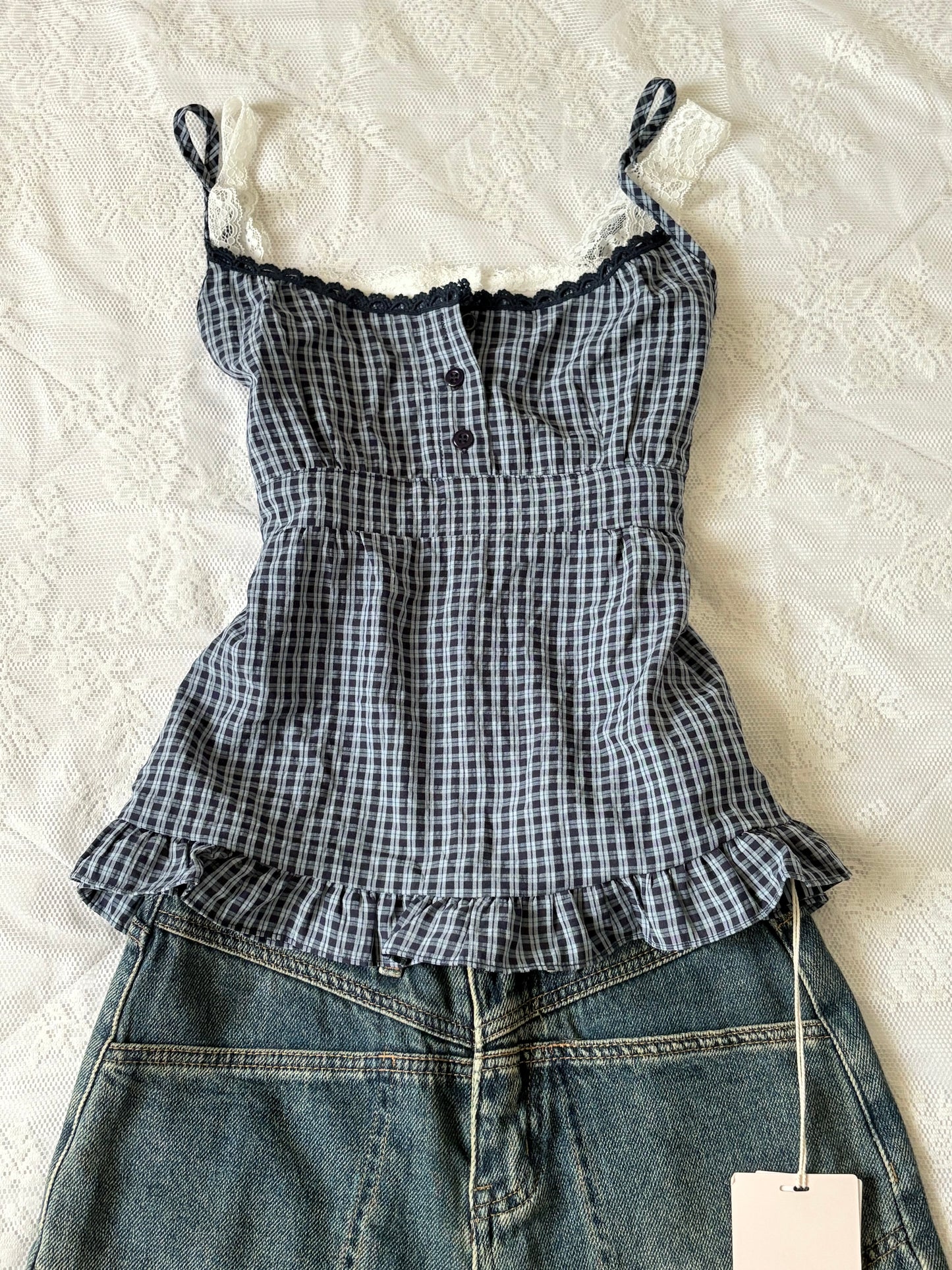 Blue gingham babydoll