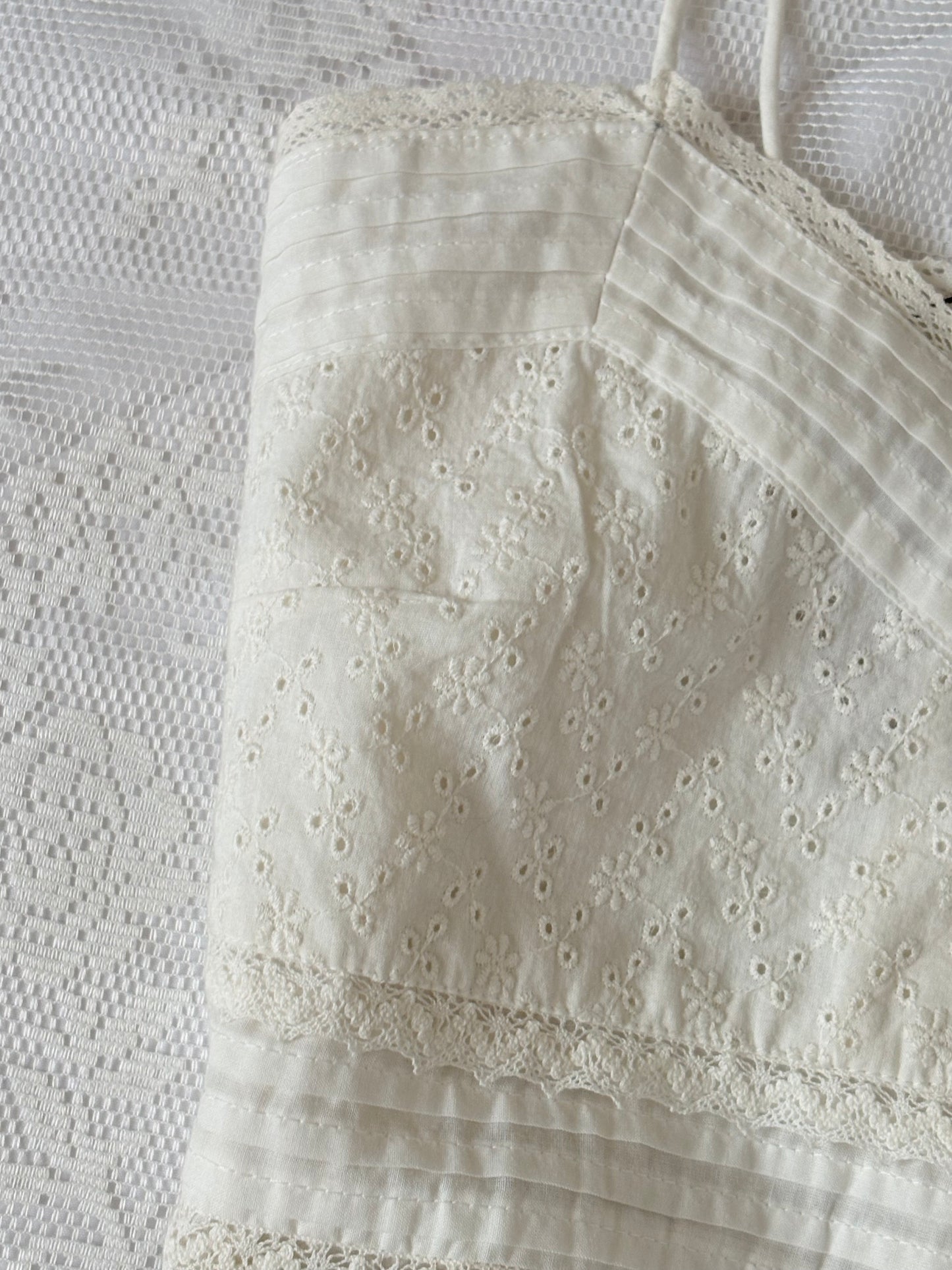 White eyelet top