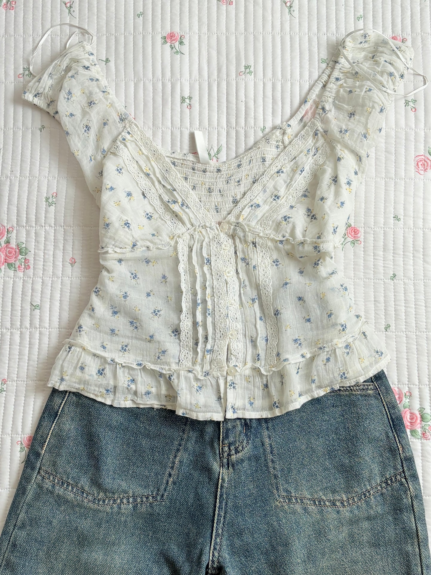 Blue floral babydoll rop