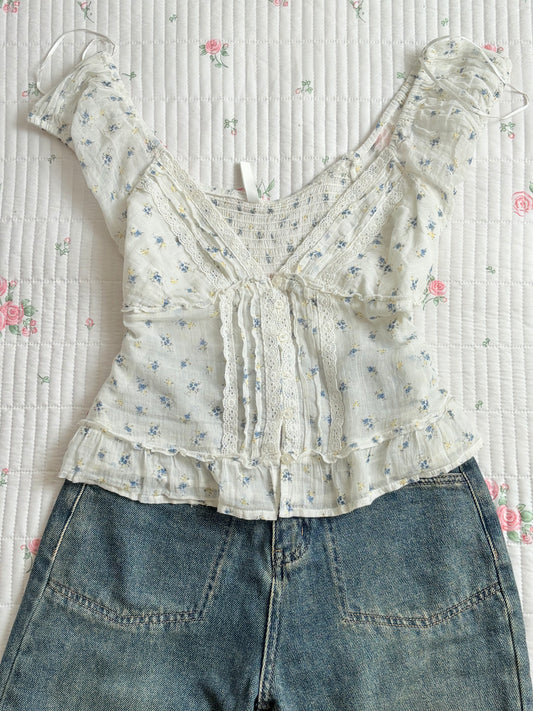 Blue floral babydoll rop