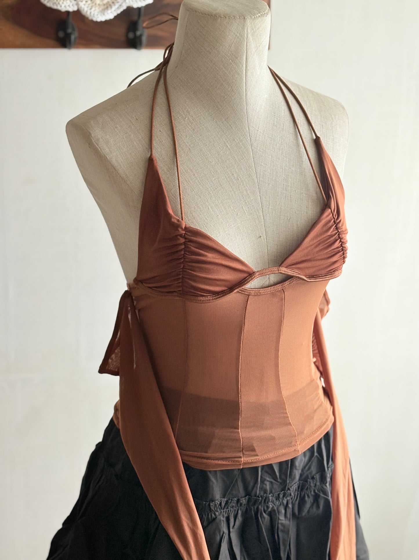 Brown off shoulder y2k
