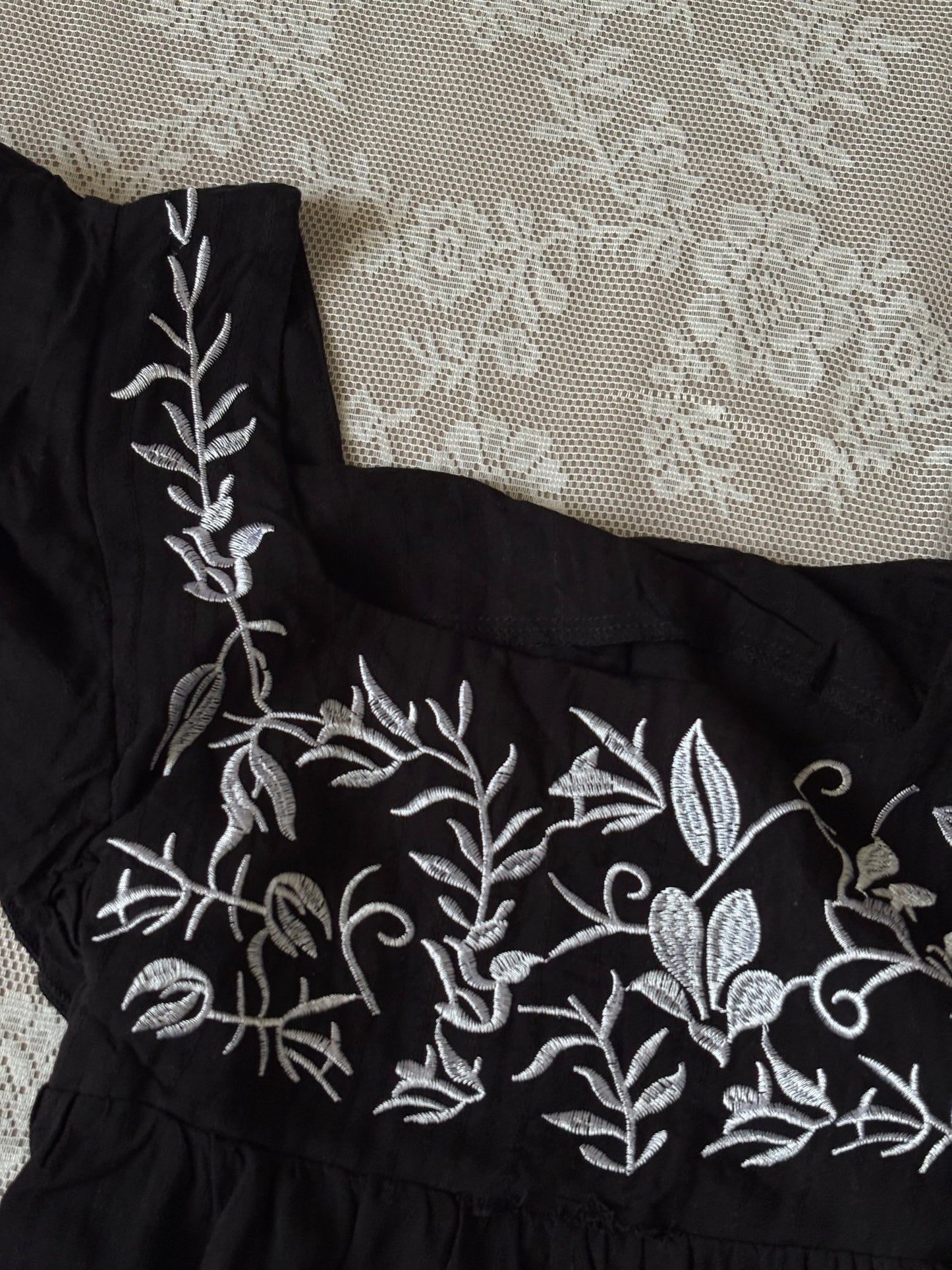 Black embroidered top