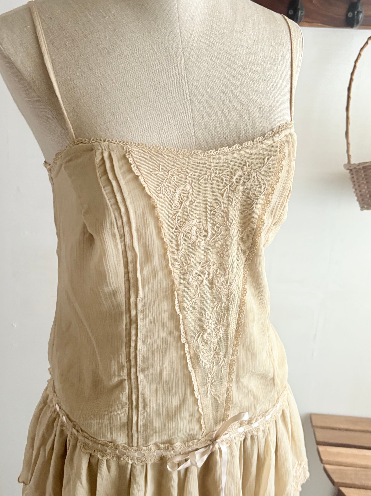 Beige drop waist dress