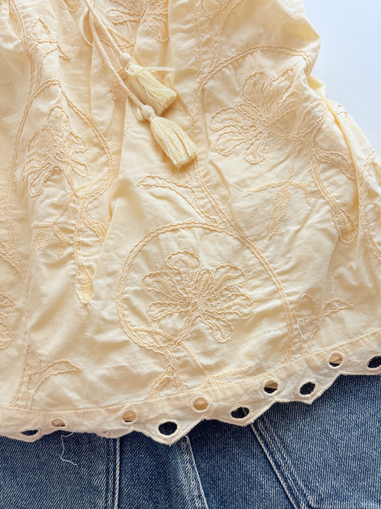 Yellow embroidered top
