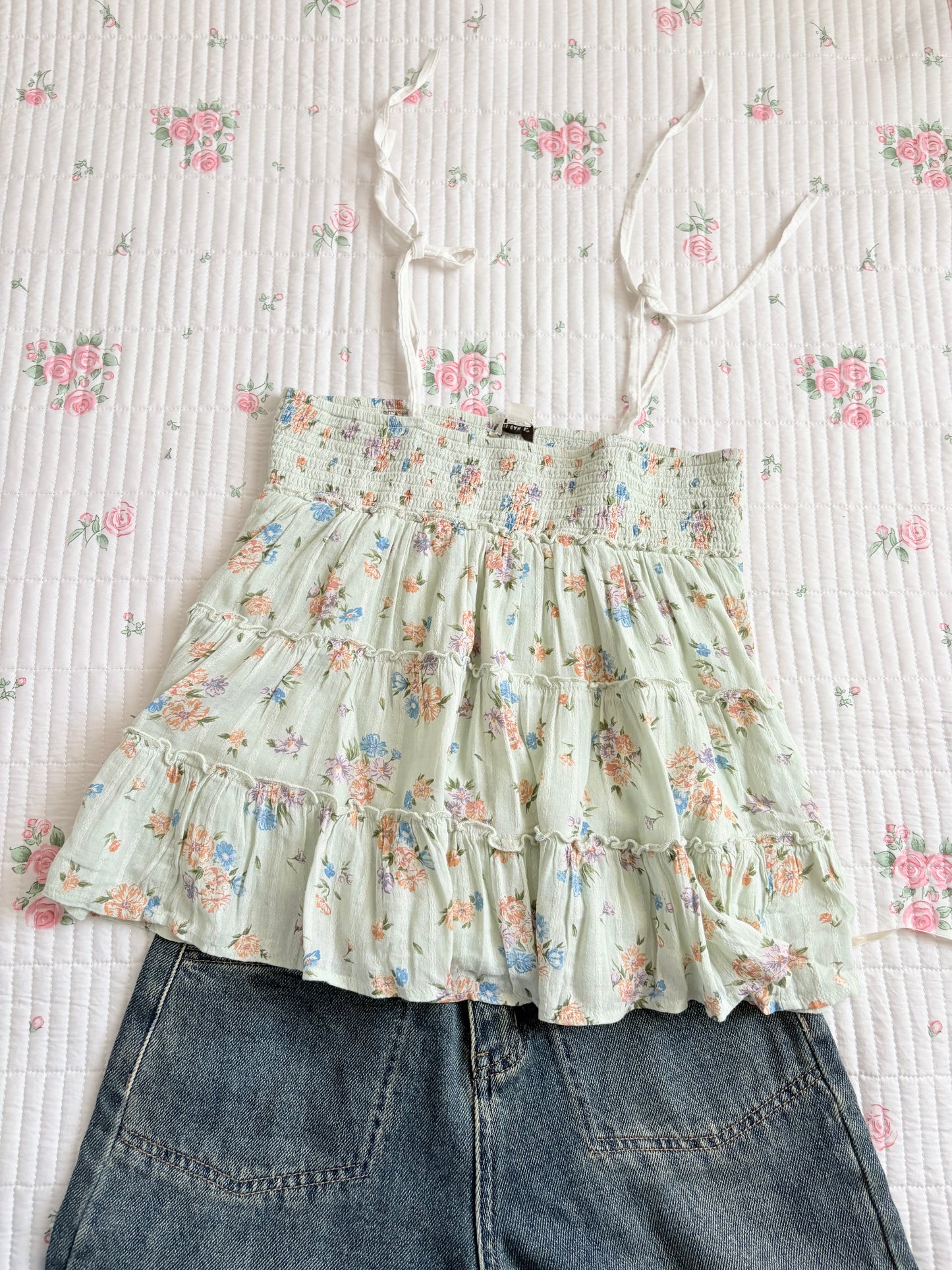 Green floral a line