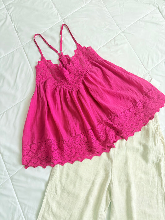 Magenta lace top
