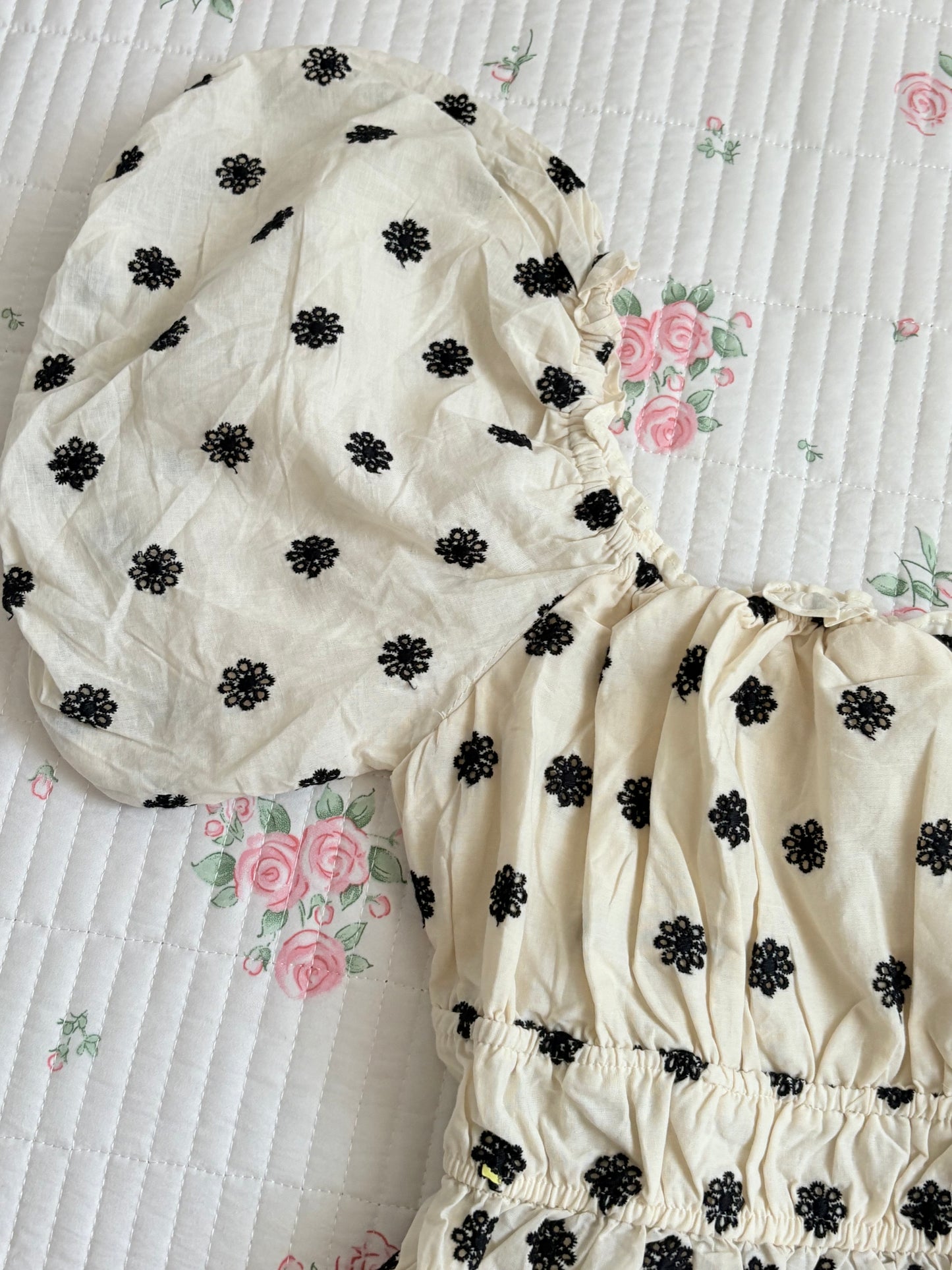B/w floral embroidered