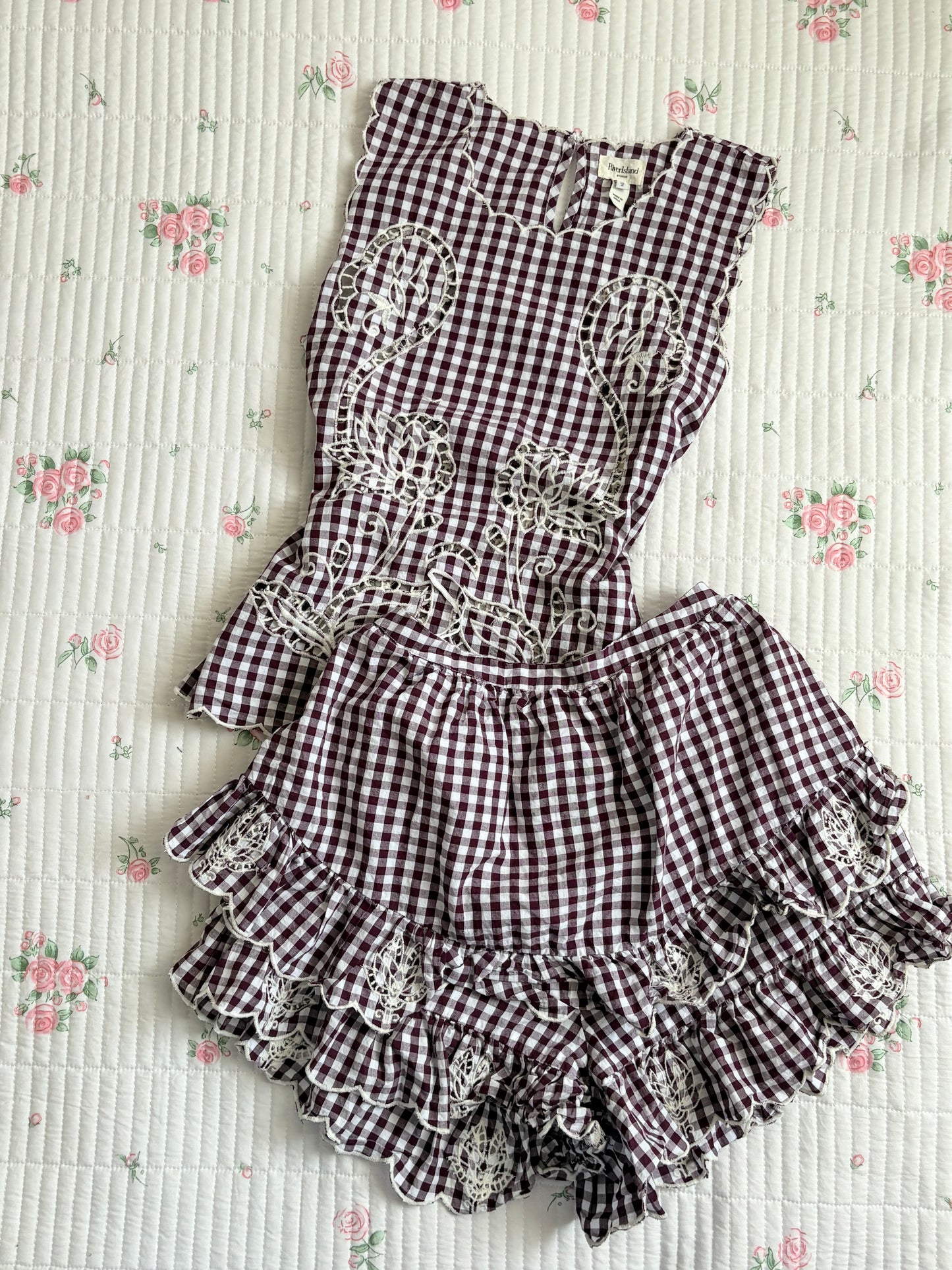 Maroon gingham set