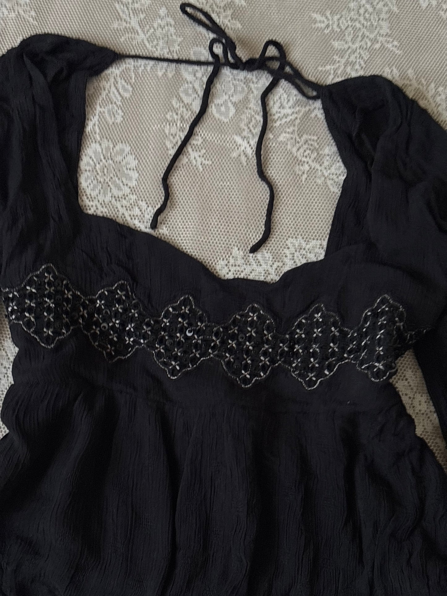 Black beaded top