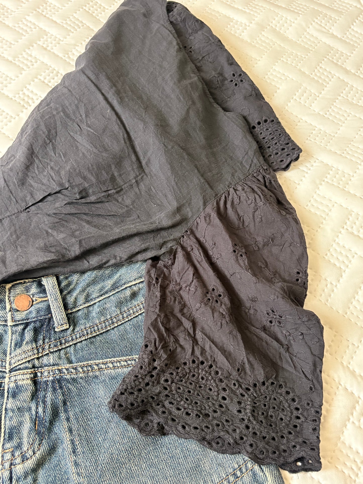 Black eyelet top