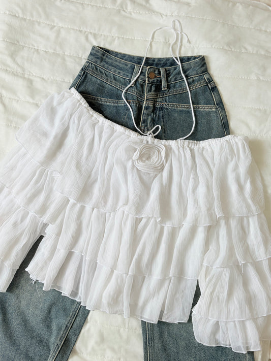 White ruffle top