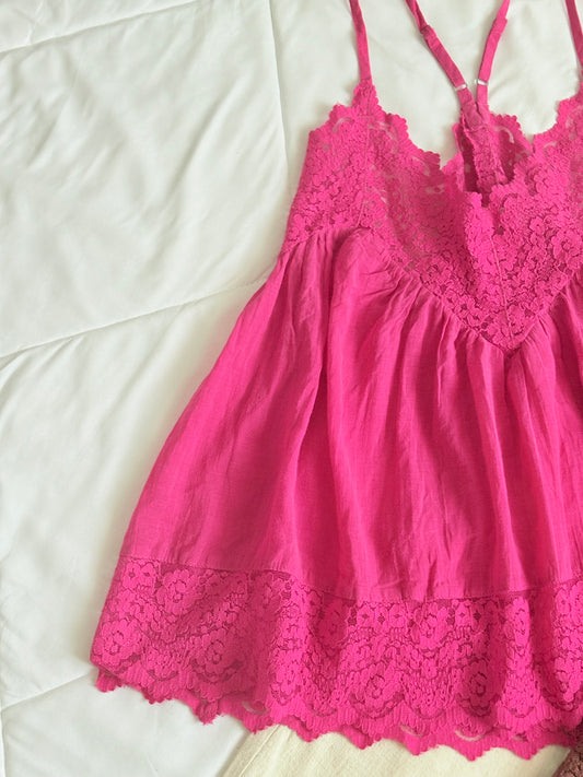 Magenta lace top