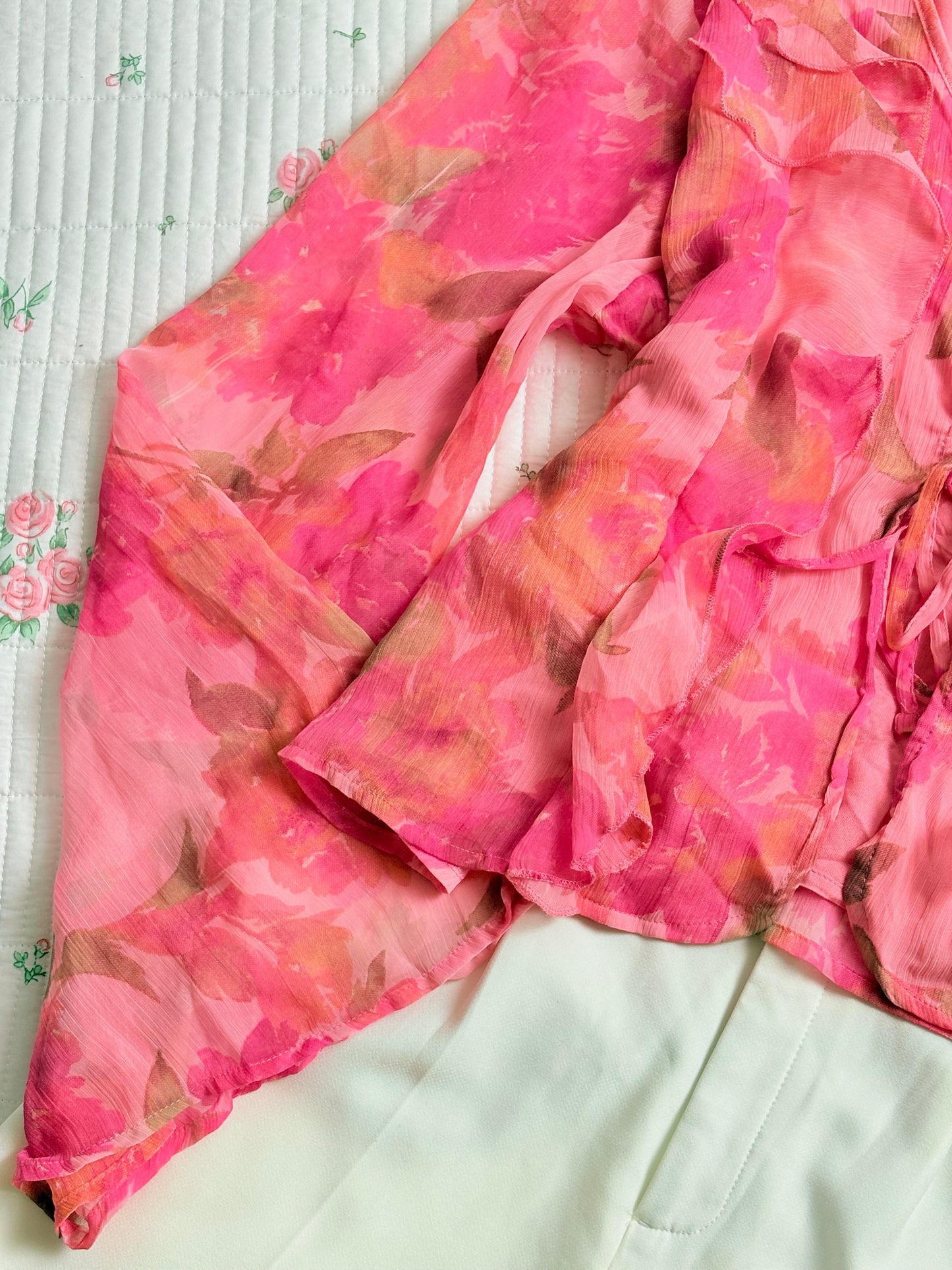 Pink ruffle top