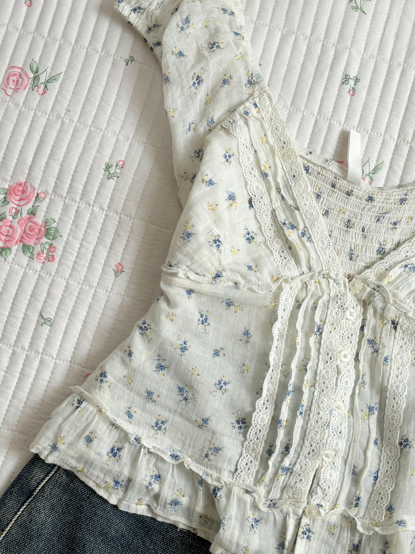 Blue floral babydoll rop