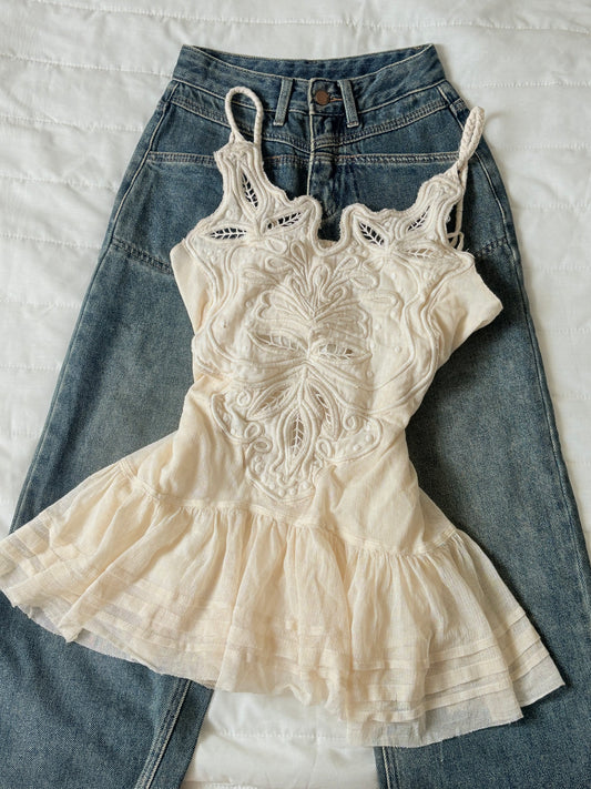 Cream embroidered top