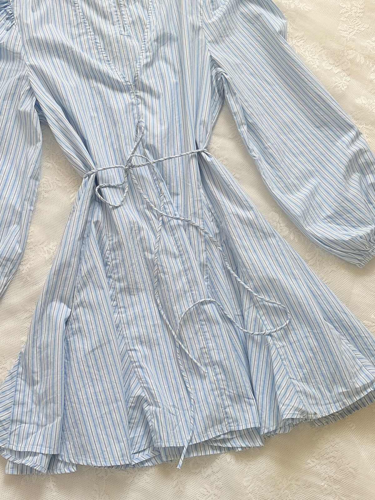 Blue stripe tie dress