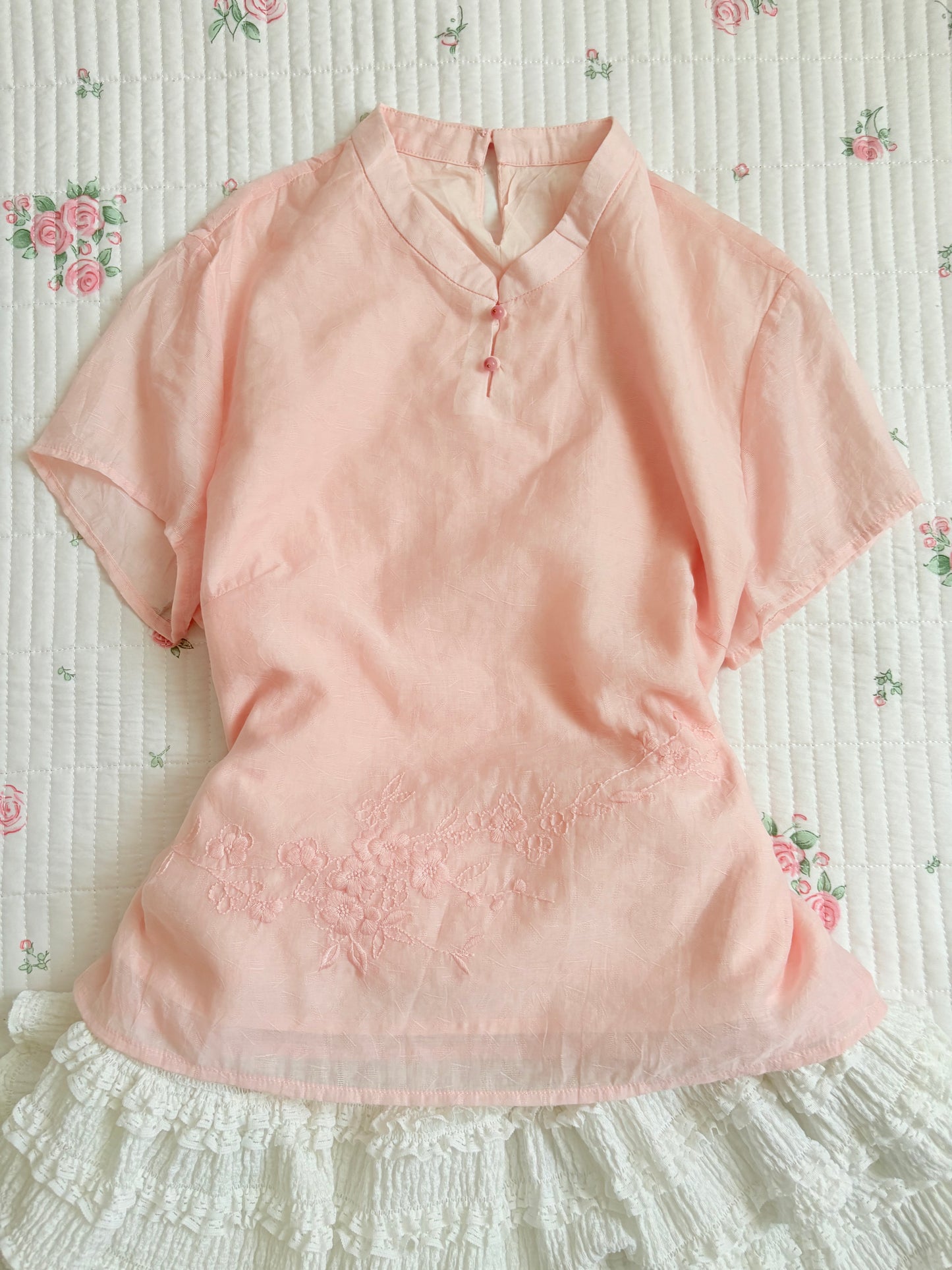 Peach cheongsam top