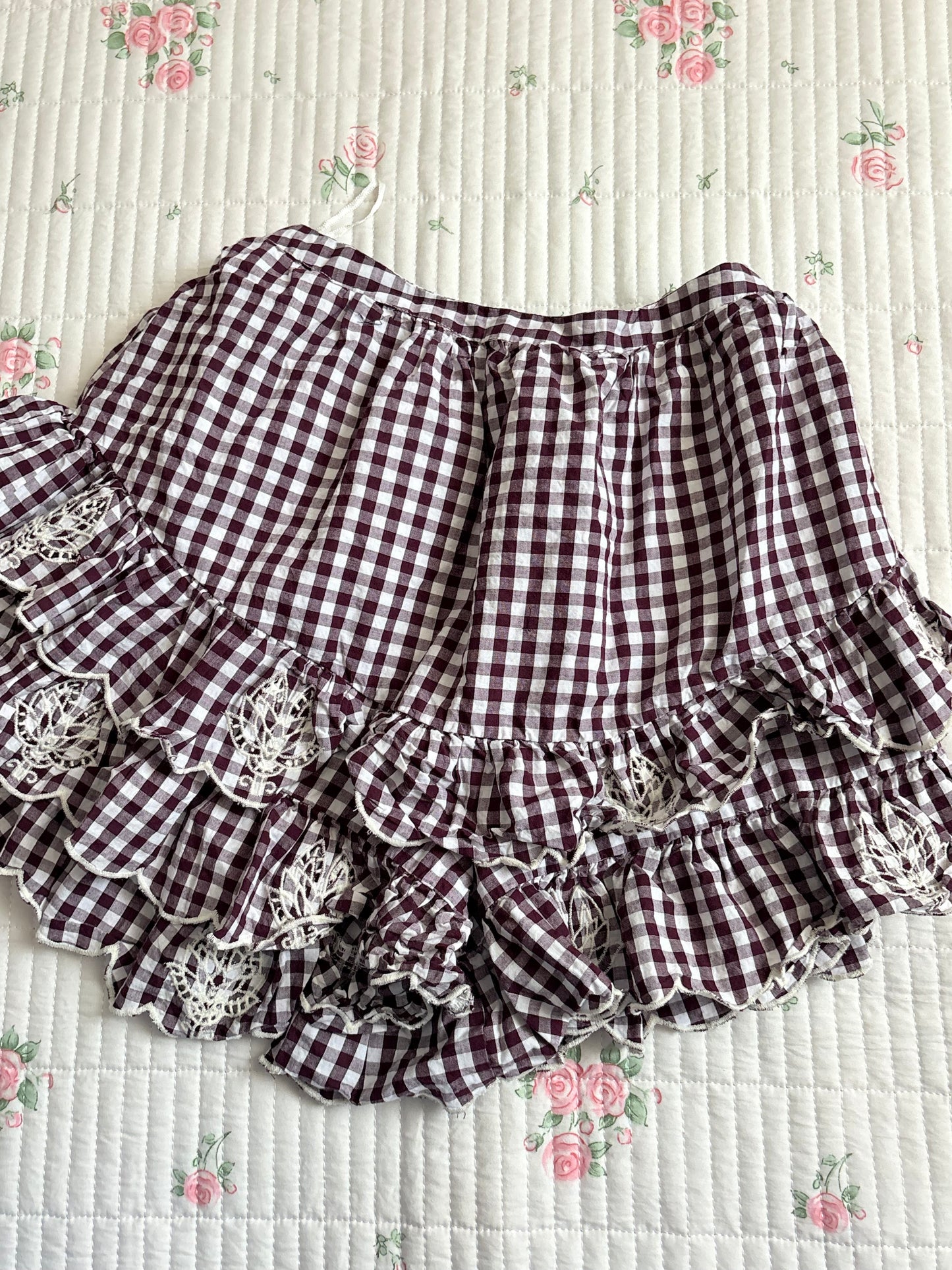 Maroon gingham set